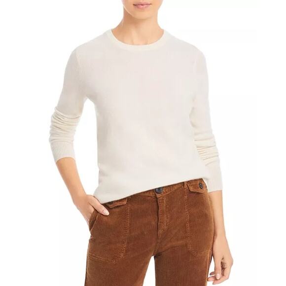 C by Bloomingdale’s Womens 100% Cashmere Crewneck Ivory  Capsule Sweater Large - Picture 1 of 7